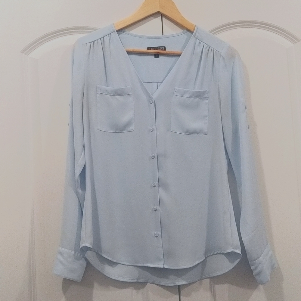 EXPRESS Blouse Top Light Blue Size XS